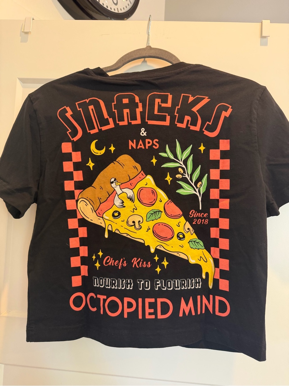 Octopied Mind Snacks & Naps Black Crop Graphic Tee - Picture 3 of 3
